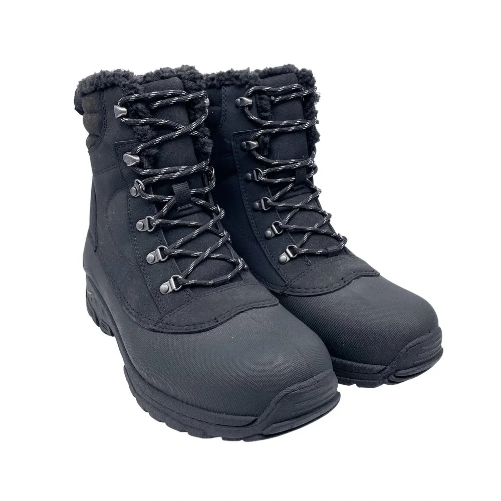All in Motion Men's Black Faux Fur Lined Winter Snow Boots Size‎ 12